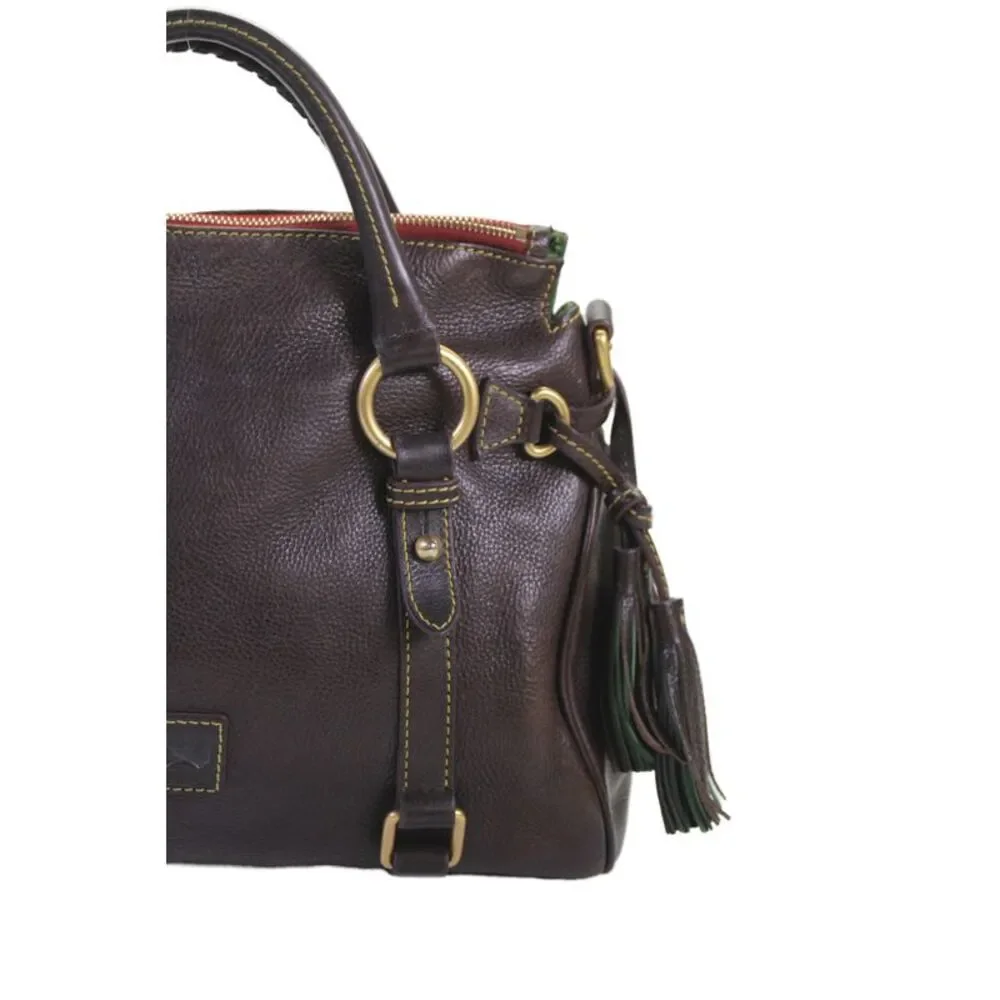 Dooney & Bourke Leather Zip Up Top Handle Handbag Brown_2